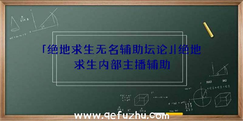 「绝地求生无名辅助坛论」|绝地求生内部主播辅助